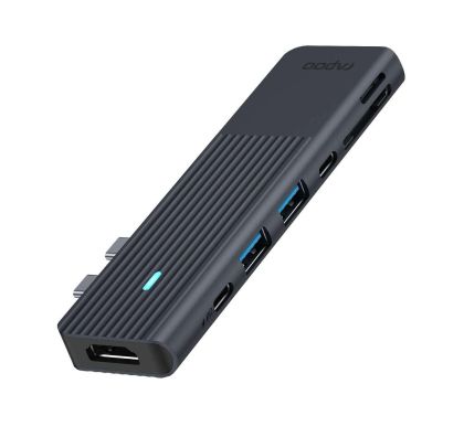 Мултипортов адаптер, RAPOO UCM-2003, 7 в 2, USB-A, USB-C, HDMI, SD/MicroSD, Черен
