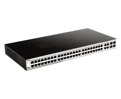 Суич D-Link DGS-1210-52, 48 портов 10/100/1000 Base-T port with 4 x 1000Base-T /SFP ports, управляем, за монтаж в шкаф