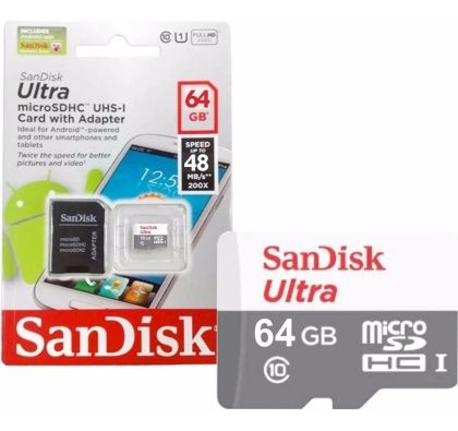 Карта памет microSD SanDisk Ultra 64GB Class 10 UHS-I (SDSQUNR-064G-GN3MA)