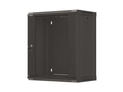 Комуникационен шкаф Lanberg Rack Cabinet, 19" wall-mount 12U/540x350 (flat pack) with glass door, Black