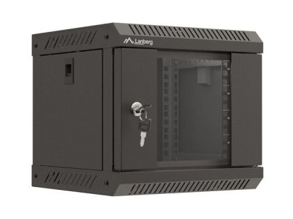 Комуникационен шкаф Lanberg rack cabinet 10" wall-mount 4U/300x300 (flat pack) with glass door black