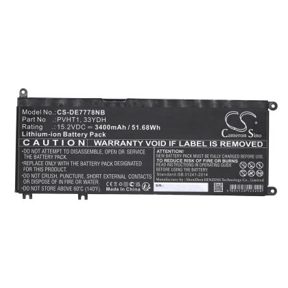 Батерия  за лаптоп DELL G3 15, G5 15 5587, INS 15PD-1863BL, Latitude 15 3590, 33YDH, W7NKD, LiIon 15.2V  3400mAh CAMERON SINO