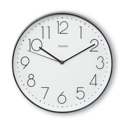 Hama "Corsica" Wall Clock, &Oslash; 30 cm, No Ticking, black/white