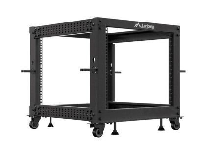 Комуникационен шкаф Lanberg open rack 19" 9U 600x600-1100 adjustable, black