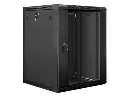 Комуникационен шкаф Lanberg rack cabinet 19" wall-mount 15U / 600x600 for self-assembly (flat pack), black