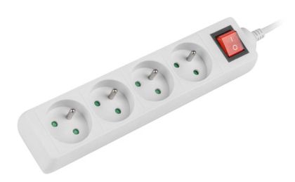 Разклонител Lanberg power strip 1.5m, 4 sockets, french with circuit breaker quality-grade copper cable, white