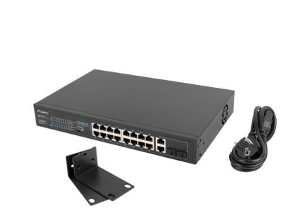 Комутатор Lanberg switch 16x 100mb poe+/2x 1GB/1x sfp unmanaged rack 10" & 19" gigabit ethernet 150w