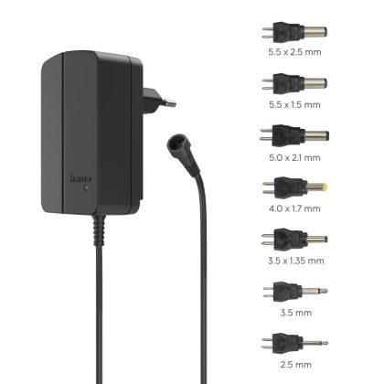 HAMA Универсално захранване, регулируемо, 1500mA, 24W, max. 24V, 7 адаптера