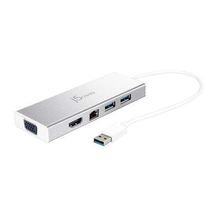 Мултипорт адаптер j5create USB 3.0 към HDMI VGA LAN 2x USB 3.0 (JUD380)