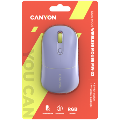Безжична мишка Canyon OnClick 22 Bluetooth/2.4GHz 1600DPI RGB (CNS-CMSW22ML)