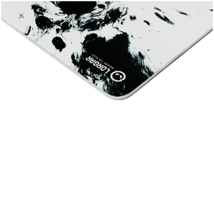 Full print white and black design, Bottom is black rubber with embossed LORGAR logo, with double side edge stitching