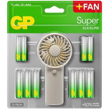GP SUMMER PACK Алкални батерии  Super AA x 12 бр. + Super AAA x 12 бр. + Fan/ Вентилатор/  GP BATTERIES