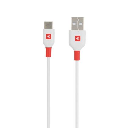 Skross Кабел USB-A 2.0 мъжко- USB-C мъжко, бял,  120 cm, 60w