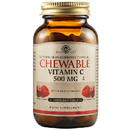 Solgar Chewable Vitamin C Cran-Raspberry Flavour 500 mg 90 дъвчащи таблетки