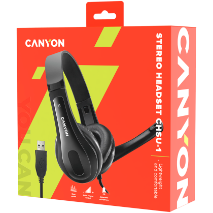 Слушалки с микрофон Canyon USB 2m Черен (CNS-CHSU1B)