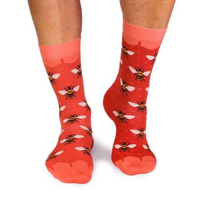 Фини Бамбукови чорапи с Пчели - Оранж – мъжки