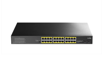 Switch Cudy GS1028PS2, 24 ports, 10/100/1000,  24× GbE with 802.3at/af PoE, 2× Uplink SFP, Default/VLAN/Extend Modes, for 19" rack