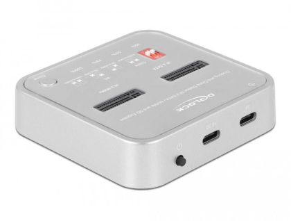 Докинг станция Delock 1 x M.2 NVMe SSD, 1 x M.2 SATA SSD, SD Express Card Reader, Клониране