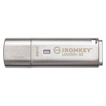 USB памет KINGSTON IronKey Locker+ 50 - 64GB XTS-AES 256-bit