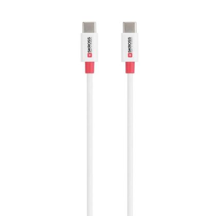 Кабел Skross, USB-C - USB-C 2.0 мъжко, 0.15 м, Бял