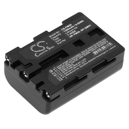 Camera Battery for SONY NP FM50 LiIon 7.2V 1300mAh Cameron Sino