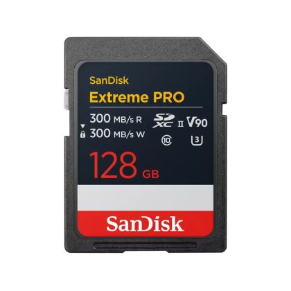SanDisk Карта памет Extreme Pro SDXC 128GB 300MB/s & 300Mb/s Class 10 V90 UHS-II