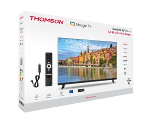 Телевизор Thomson Smart FHD TV 32"; Google TV; 1920 x 1080 (FHD), DLED, 60 Hz, DVB-T/T2/C/S/S2, Wi-Fi, Bluetooth, LAN, HDMI 3 (1.4), USB 2 (2.0), Side Feet, Black