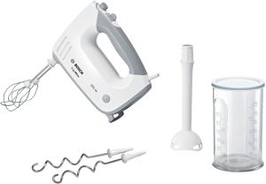 Миксер Bosch MFQ36440, Hand mixer, ErgoMixx, 450 W, Included blender & transparent jug, White