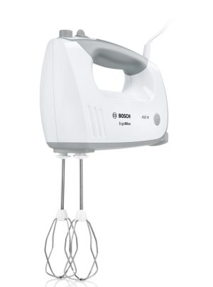 Миксер Bosch MFQ36400, Hand mixer, 450 W, 5 speed settings, additional pulse/turbo setting, white/grey