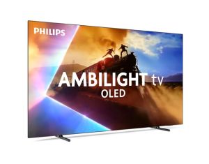 Телевизор Philips 55OLED770/12, 55" UHD 4K OLED 120Hz Ultra-low lag, 3840x2160, DVB-T/T2/C/S/S2, Ambilight 3, HDR10+, Titan OS, Dolby Vision, Atmos, DTS:X, P5 Perfect Picture /Al, BT 5.2, 4*HDMI, VRR, 2* USB, 802.11ac,  20W RMS