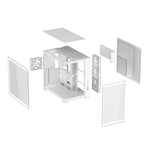 Case ASUS A32 PLUS Tempered Glass + 4 ARGB Fans - White