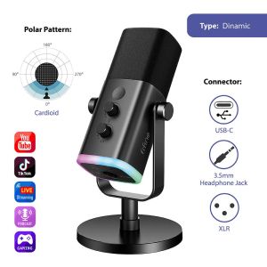Настолен микрофон FIFINE AM8 Dynamic RGB XLR/USB- Black