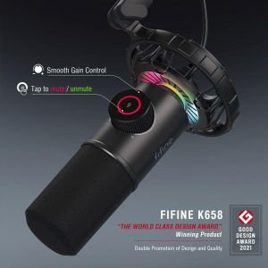 Настолен микрофон FIFINE K658 Dynamic RGB - Black
