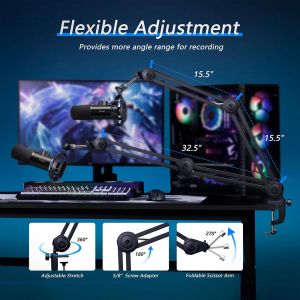 Microphone with Boom Arm FIFINE T658 Dynamic RGB - Black