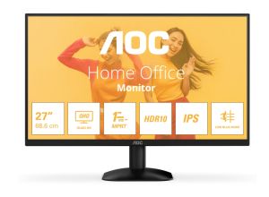 Монитор AOC Q27B35E, 27" IPS WLED, 2560x1440@75Hz, 4ms GtG, 1ms MPRT, 300cd m/2, 1500:1, 20M:1 DCR, Adaptive Sync, FlickerFree, Low Blue Light, Tilt, HDMI, DP