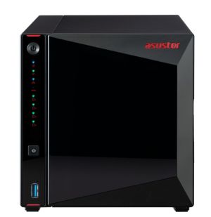 Мрежов сторидж Asustor AS5304T, 4-Bay NAS, Intel Celeron J4105 Quad-Core 1.5 GHz (burst up 2.5 GHz), 4 GB SO-DIMM DDR4, 4x 2.5"/3.5" SATA3 HDD or SSD, 2x 2.5 GbE, 3x USB 3.2 Gen 1 Type A, WOW (Wake on WAN), WOL, System Sleep Mode, AES-NI hardware encrypti