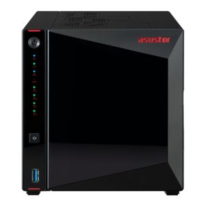 Мрежов сторидж Asustor Nimbustor AS5404T, 4 Bay NAS, Quad-Core 2.0GHz CPU, Dual 2.5GbE Ports, 4GB SO-DIMM DDR4 (Max. 16GB), Four M.2 SSD Slots (Diskless), 3x USB 3.2 Gen 1 Type A, WOW (Wake on WAN), WOL, System Sleep Mode, AES-NI hardware encryption, Blac
