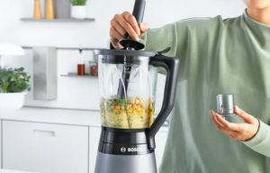 Блендер Bosch MMB6172S Series 4, VitaPower Blender, 1200 W, Glass ThermoSafe jug 1.5 l, Two speed settings and pulse function, ProEdge stainless steel blades made in Solingen, Silver