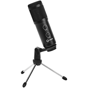 LORGAR Soner 313, Gaming Microphones, Black, USB condenser microphone with Volume Knob & Echo Kob, including 1x Microphone, 1 x 2.5M USB Cable, 1 x Tripod Stand, 1 x User Manual, body size: Φ47.4*158.2*48.1mm, weight: 243.0g