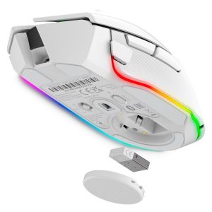 Razer Basilisk V3 Pro White, Wireless Gaming Mouse, True 30000 dpi, Focus Pro 30K Optical Sensor, Gen-3 Optical Mouse Switches, 11 programmable buttons, Razer Speedflex Cable USB Type C, 90-million Clicks