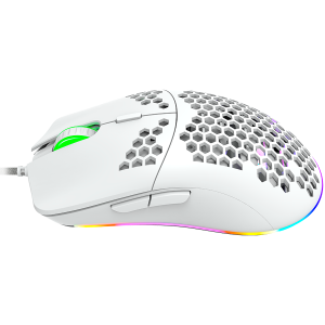 CANYON Puncher GM-11, Gaming Mouse with 7 programmable buttons, Pixart 3519 optical sensor, 4 levels of DPI and up to 4200, 5 million times key life, 1.65m Ultraweave cable, UPE feet and colorful RGB lights, White, size:128.5x67x37.5mm, 105g