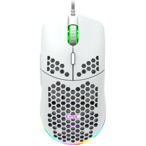 CANYON Puncher GM-11, Gaming Mouse with 7 programmable buttons, Pixart 3519 optical sensor, 4 levels of DPI and up to 4200, 5 million times key life, 1.65m Ultraweave cable, UPE feet and colorful RGB lights, White, size:128.5x67x37.5mm, 105g