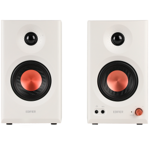 Edifier MR3 Active Studio Monitors, BT V5.4, RCA, AUX, 1-inch Tweeters, 3.5-inch Drivers, 36W (RMS), Tone Control Dials, White