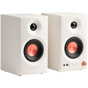 Edifier MR3 Active Studio Monitors, BT V5.4, RCA, AUX, 1-inch Tweeters, 3.5-inch Drivers, 36W (RMS), Tone Control Dials, White