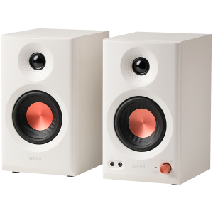 Edifier MR3 Active Studio Monitors, BT V5.4, RCA, AUX, 1-inch Tweeters, 3.5-inch Drivers, 36W (RMS), Tone Control Dials, White