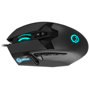 LORGAR Stricter 579, gaming mouse, 9 programmable buttons, Pixart PMW3336 sensor, DPI up to 12 000, 50 million clicks buttons lifespan, 2 switches, built-in display, 1.8m USB soft silicone cable, Matt UV coating with glossy parts and RGB lights with 4 LED