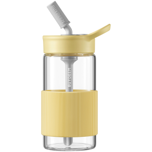 BUYDEEM Portable Glass Straw Bottle 500 ml, model CD1017, color Mellow Yellow