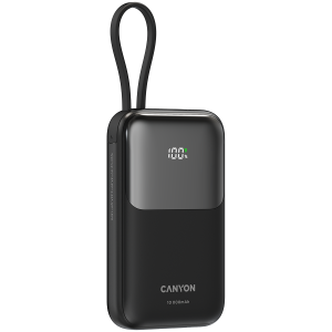CANYON power bank OnPower 101 built-in cable 10000 mAh PD22.5W Black