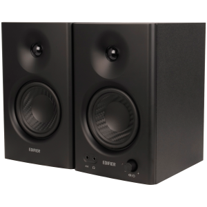 Edifier MR4 Active Studio Monitors, RCA, AUX, TRS, 1-inch Tweeters, 4-inch Woofers, 42W (RMS), Control Knob, Black