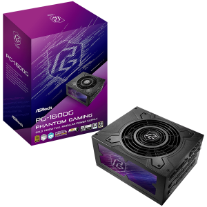 Asrock PG-1600G, 1600W, 80 Plus Gold, Fully Modular PSU, Japanese Capacitors, 2x EPS 12V CPU(4+4pin), 2x PCIe5.1 (12+4pin), 8x PCIe (6+2pin), 6x 4-pin connectors, 12x SATA, OCP, SCP, OVP, UVP, OTP, OPP protections, 135 mm Axial Fan, ATX 3.1